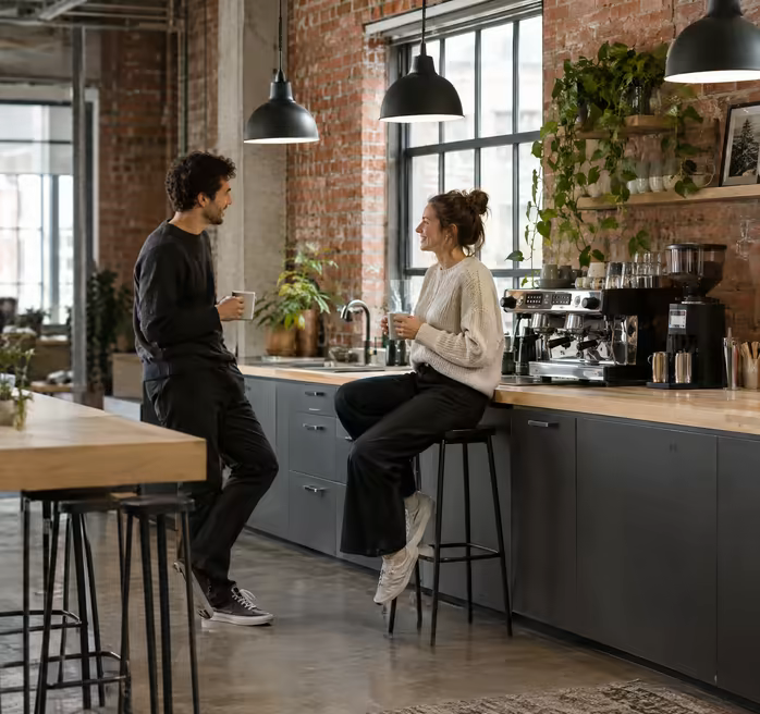 The kitchen and coffee bar at Loft Nine.